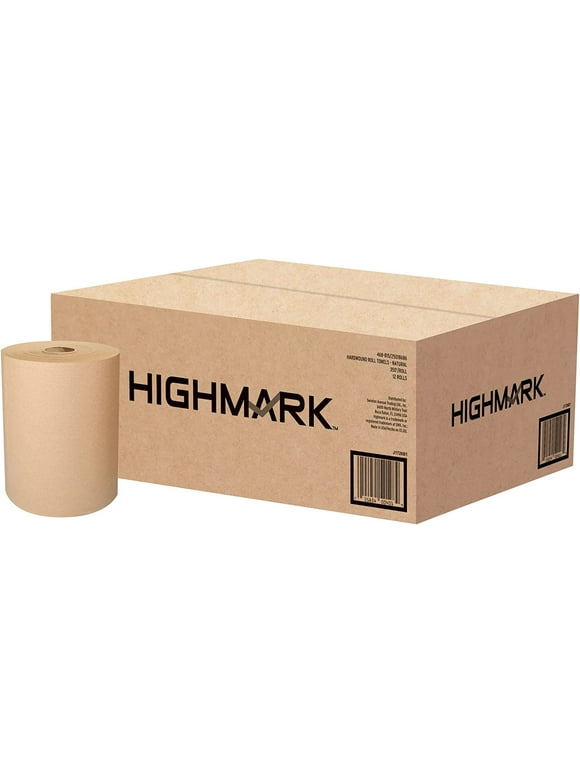 Highmark Hardwound Paper Towels, 8" x 350', 100% Recycled, Natural, Case Of 12 Rolls