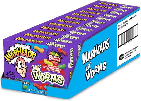WarHeads Lil Worms Sour Chewy Candy Theater Box 12-count 3.5 oz