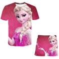 thumbnail image 1 of Ropa de bebé Frozen, conjuntos de ropa de verano para niños, camisetas de Elsa Anna a la moda + traje corto de Frozen de dibujos animados, traje de 2 uds, ropa para niños 3T Gao Jinjia LED, 1 of 2