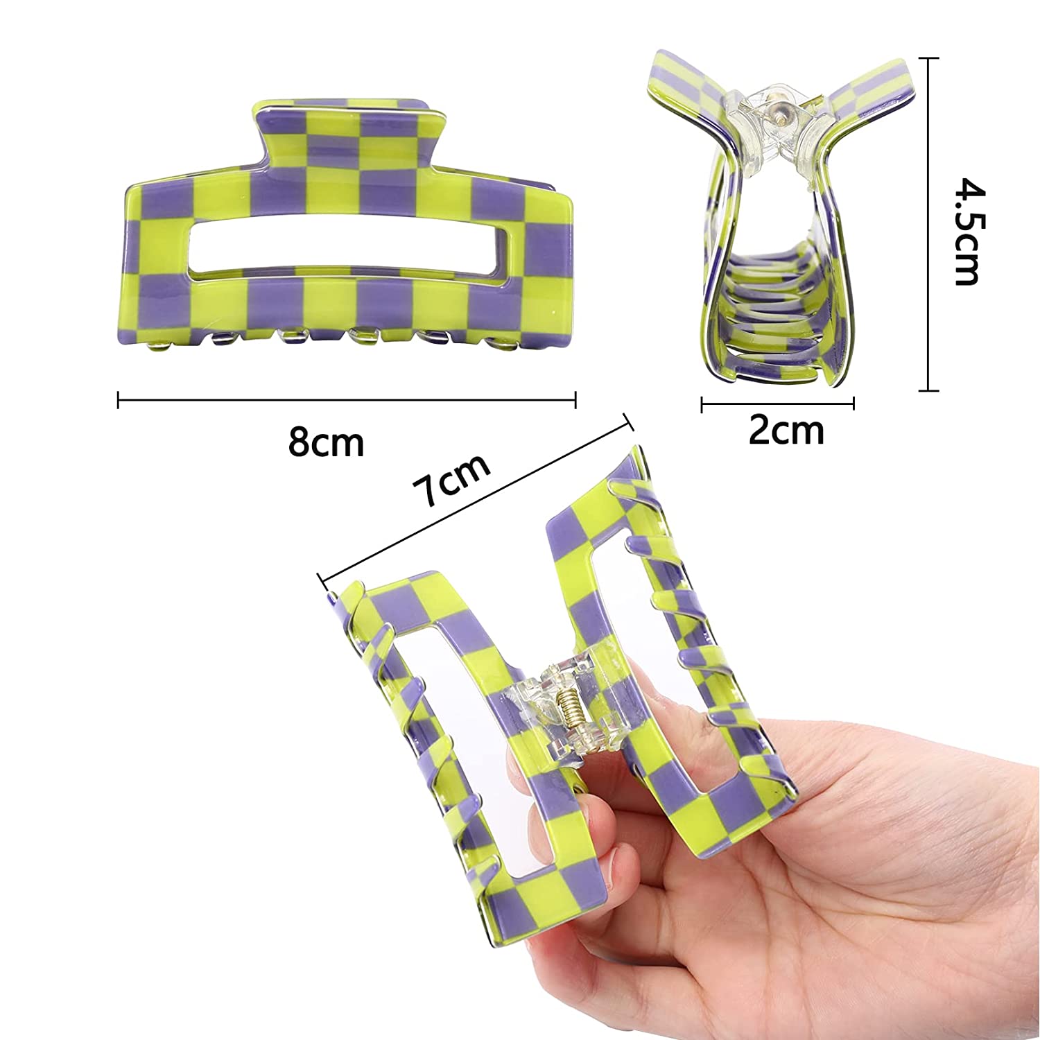 Holzlrgus 6 Pack Checkered Hair Claw Clips Strong Hold  display picture 1