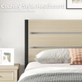 thumbnail image 3 of Lifezone Queen Bed Frame with Rustic Vintage Wood Headboard and Footboard, Metal Support, Beige, 3 of 6