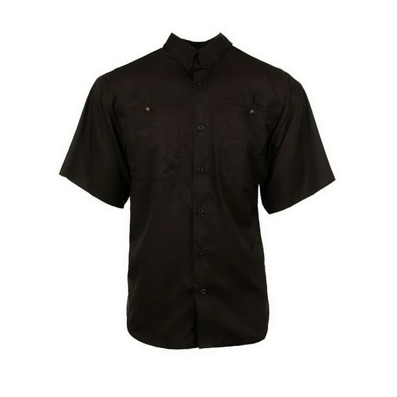 Burnside B19486507 Baja Short Sleeve Fishing Shirt, Black - 2XL