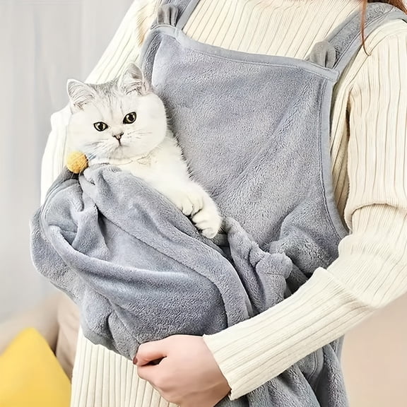 Cat Grooming Apron, Pet Hair Protection Bib, Anti-Scratch Cat Holding Apron, Non-Stick Fabric Pet Grooming Tool, Adjustable Fit
