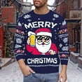 thumbnail image 2 of KHONTS Christmas Sweater for Men Funny Snowflake Santa Hilarious Xmas Claus Soft Pullover Long Sleeve Knitted Sweaters Navy L, 2 of 4