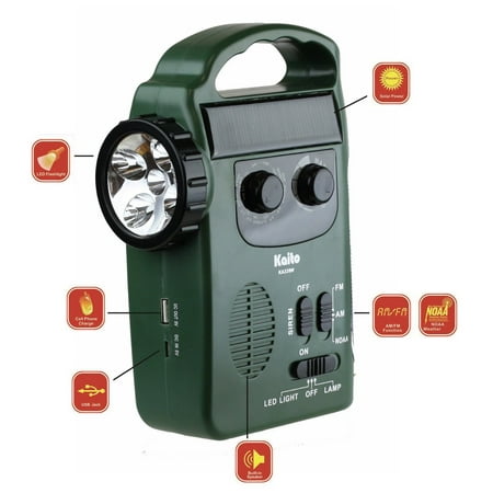 Kaito KA339W-GRN Solar Crnk Noaa Am Fm Cell Chg