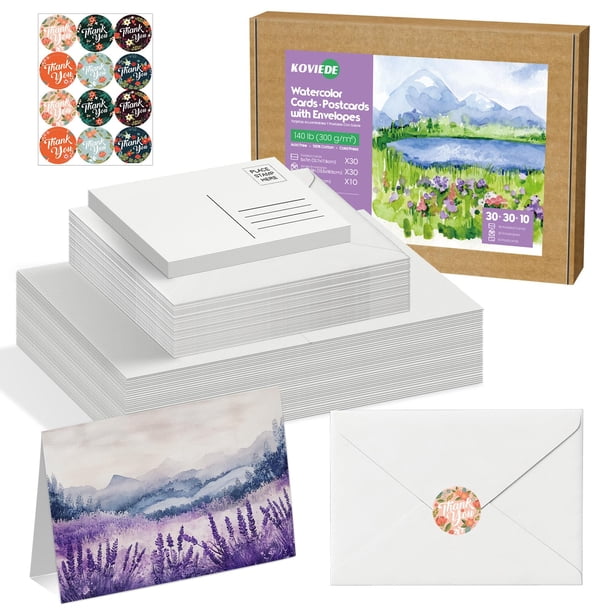 Tarjetas de acuarela KOVIEDE, paquete de 30 unidades, 100% algodón, 140 lb/300 g/m²