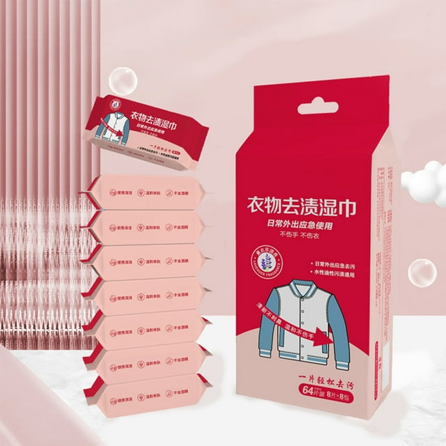 Toallitas quitamanchas para ropa (64 unidades), sin lavar, aceite quitamanchas, zapatos blancos, chaquetas de plumas, 1 ml, no tejidas.