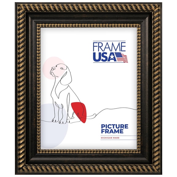 22x28 Picture Frame  Black Napolean Style 21178-902, 2 Inch MDF Moulding, Includes Plexiglass and Backing Wall Display Frame for Art, Posters, or Photos  Frame USA