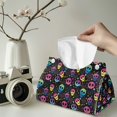 thumbnail image 2 of COEQINE Tissue Holder Dispenser Creative Napkin Tissue Box Holder PU Leather Stylish Rectangle Tissue Case Organizer Decorative Accessories for Halloween Home Decor, Skull Moon Star Colorful, 2 PCS, 2 of 7