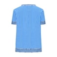 thumbnail image 4 of UAMVSH Short Sleeve Shirts for Women Crewneck Patchwork Knit Tops Casual Summer Loose Striped T Shirt Fashion Clothing, 4 of 5