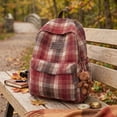 thumbnail image 6 of Sunyuer Women Vintage Plaid Backpack, Casual School Bookbag, Aesthetic Preppy Laptop Daypack, Retro Grid Pattern Lightweight Backpack for College Daily Travel, 6 of 8