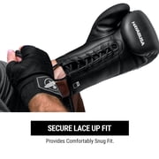 Hayabusa S4 Lace Up Boxing Gloves For Men and Women - Black, 14oz