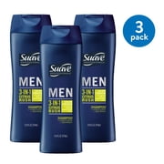 Suave Men Citrus Rush 3 in 1 Shampoo Conditioner Body Wash 12.6 oz (3 Pack)