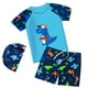 thumbnail image 1 of Odeerbi 1-11 Años Niños Traje de Baño de Entrenamiento Atlético de Tres Piezas Con Conjunto de Gorra de Baño Traje de Baño de Surf de Playa de Verano Ropa de Playa Linda de Dinosaurio, 1 of 3