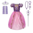 thumbnail image 1 of Disney vestido de princesa Rapunzel para niños, conjunto de disfraces enredados, ropa de fantasía para fiesta de cumpleaños, Carnaval y Halloween Fivean unisex, 1 of 2