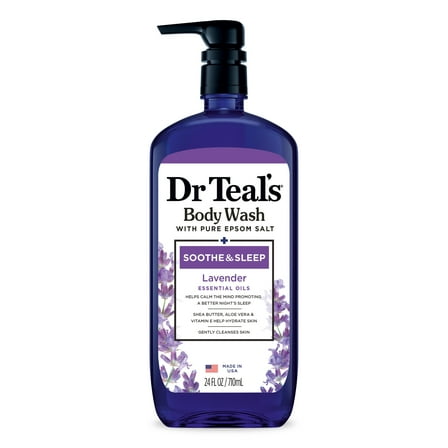 Dr Teal's Body Wash with Pure Epsom Salt, Soothe & Sleep with Lavender, 24 fl oz