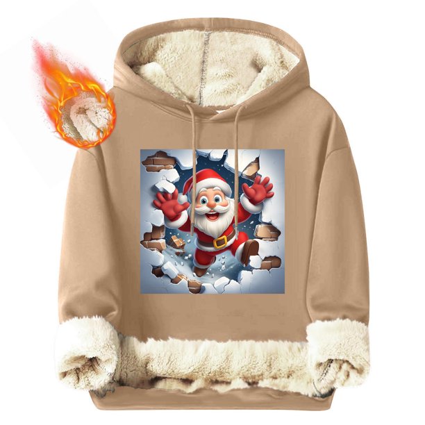 Sudadera con capucha para hombre, informal, a la moda, con estampado navideño, de manga larga y bolsillo, de poliéster