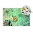 thumbnail image 4 of YFYANG Washable Heat-Resistant Placemats, 70% PVC/30% Polyester, Green Vintage Flowers Kitchen Table Mat, 12" x 18" 6 Pcs, 4 of 6