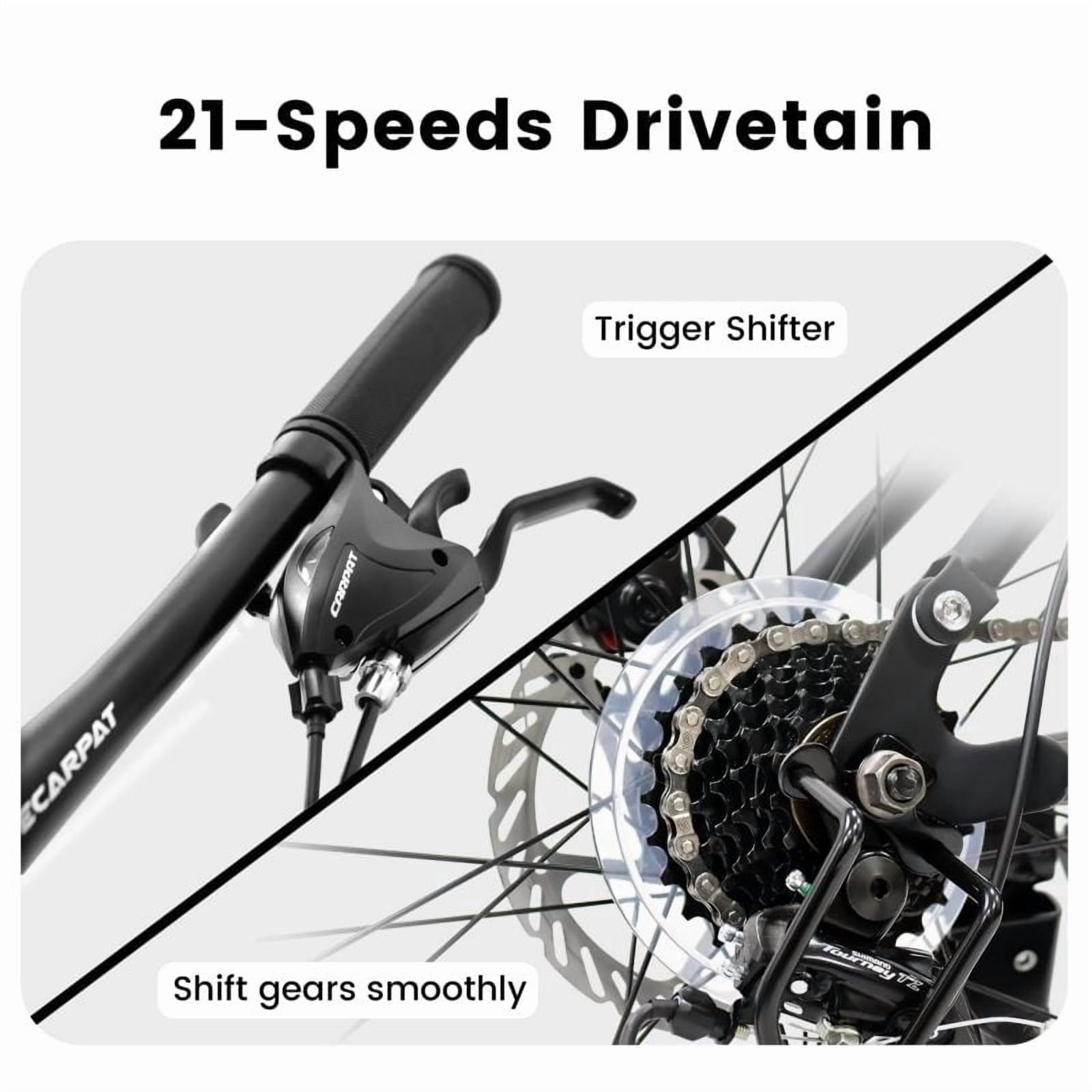 24 Inch Mountain Bike Full Suspension 21-Speed Shifter High Carbon Steel Frame Mechanical Disc Brakes for Adults Unisex