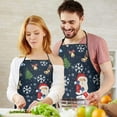 thumbnail image 4 of Dark Blue Christmas Santa Pattern Apron-Garden Aprons for Women with Pockets-Cotton Linen Waterproof Kitchen Cooking Gardening Aprons Adjustable for Kitchen,Cooking,BBQ and Salon 33"x27", 4 of 7