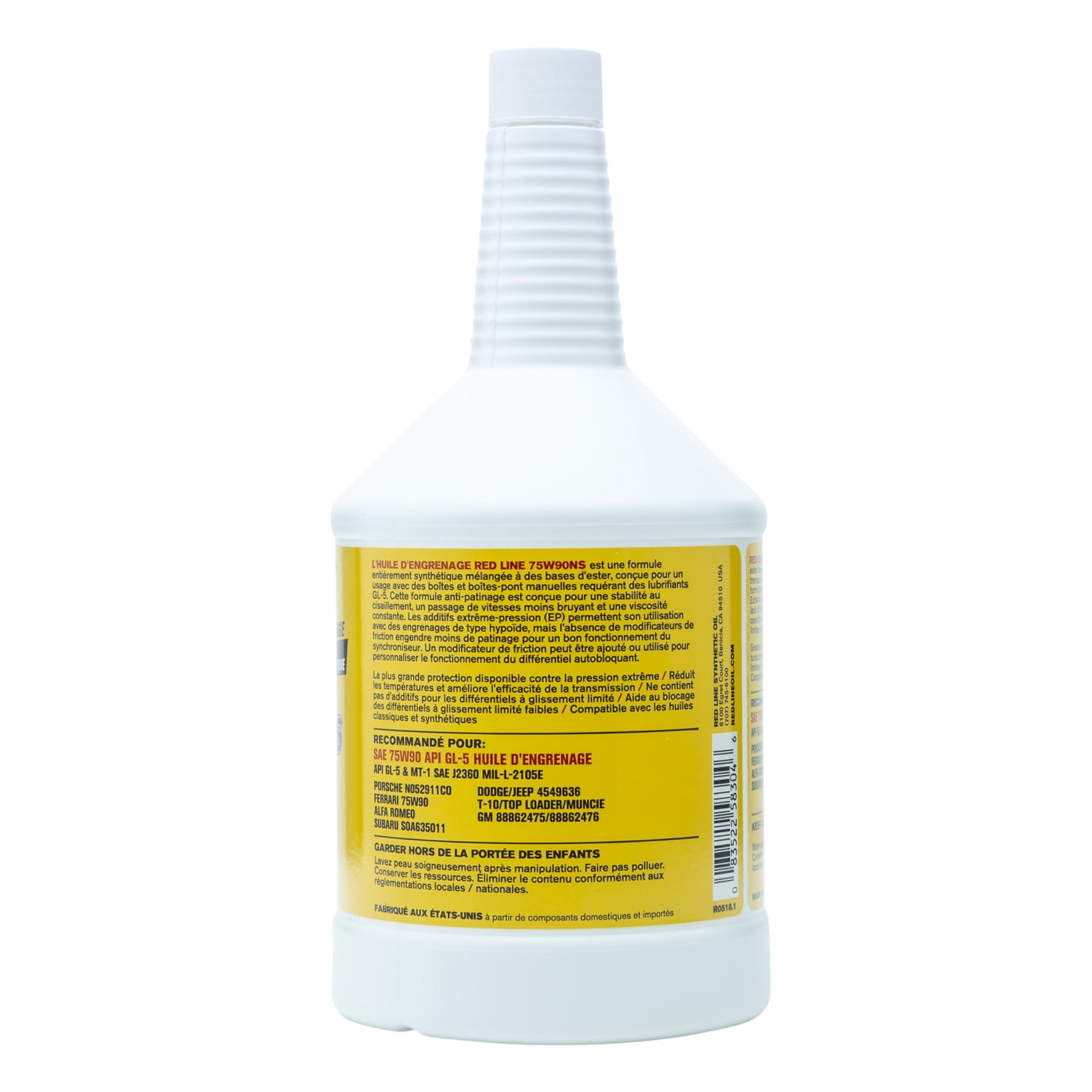 Red Line Synthetic Oil, Gear Oil, 75W90NS, Limited Slip