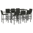 thumbnail image 2 of vidaXL 9 Piece Patio Bar Set Black Poly Rattan, 2 of 30