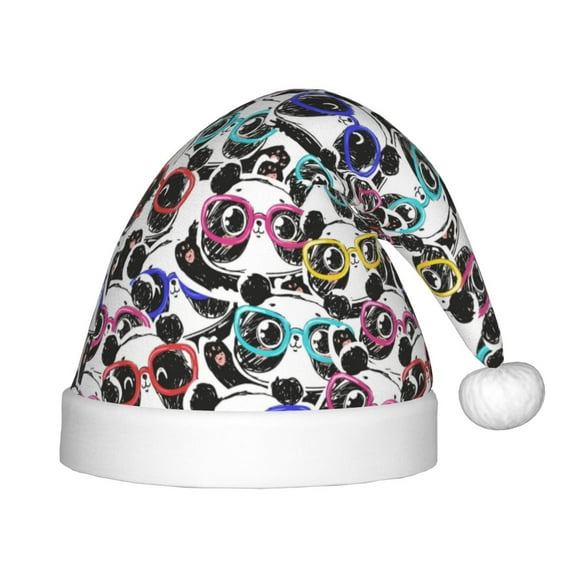 Rateoe Panda And Glasses Santa Hat Confortable Christmas Hat for Christmas Party Favors Fit for Kids