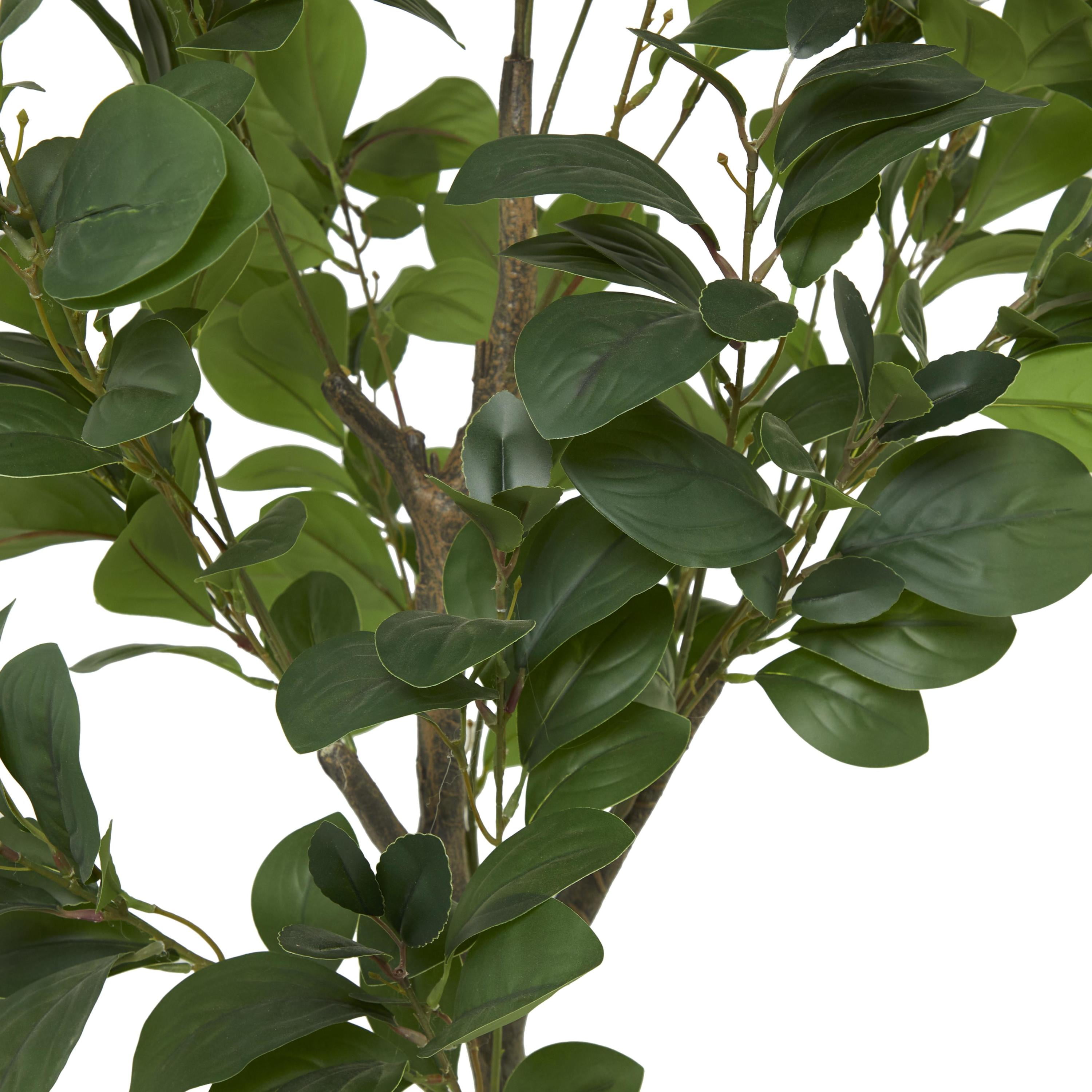 DecMode 59" Artificial Fig Tree in Realistic Leaves and Black Melamine Pot