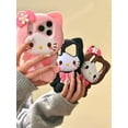 thumbnail image 6 of 3D Kitty Phone Case for iPhone 17 Pro Max 16 15 14 13, Cute Kawaii Soft Silicone Cartoon Case with Bow Flower, Shockproof Protective Cover for Women Girls, 6 of 7