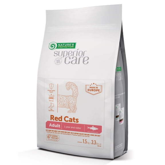 Nature's Protection Superior Care Dry Cat Food, Adult Red Coat Cats, High Protein Herring, 3.3lb