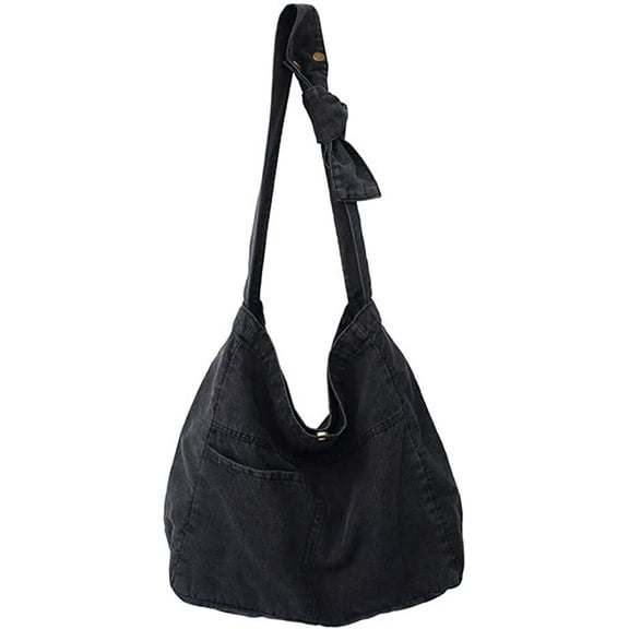 CoCopeaunts Denim Shoulder Purse for Women Hobo Large Tote Handbag Casual Retro Jean Shoulder Purse for Work Daily Use