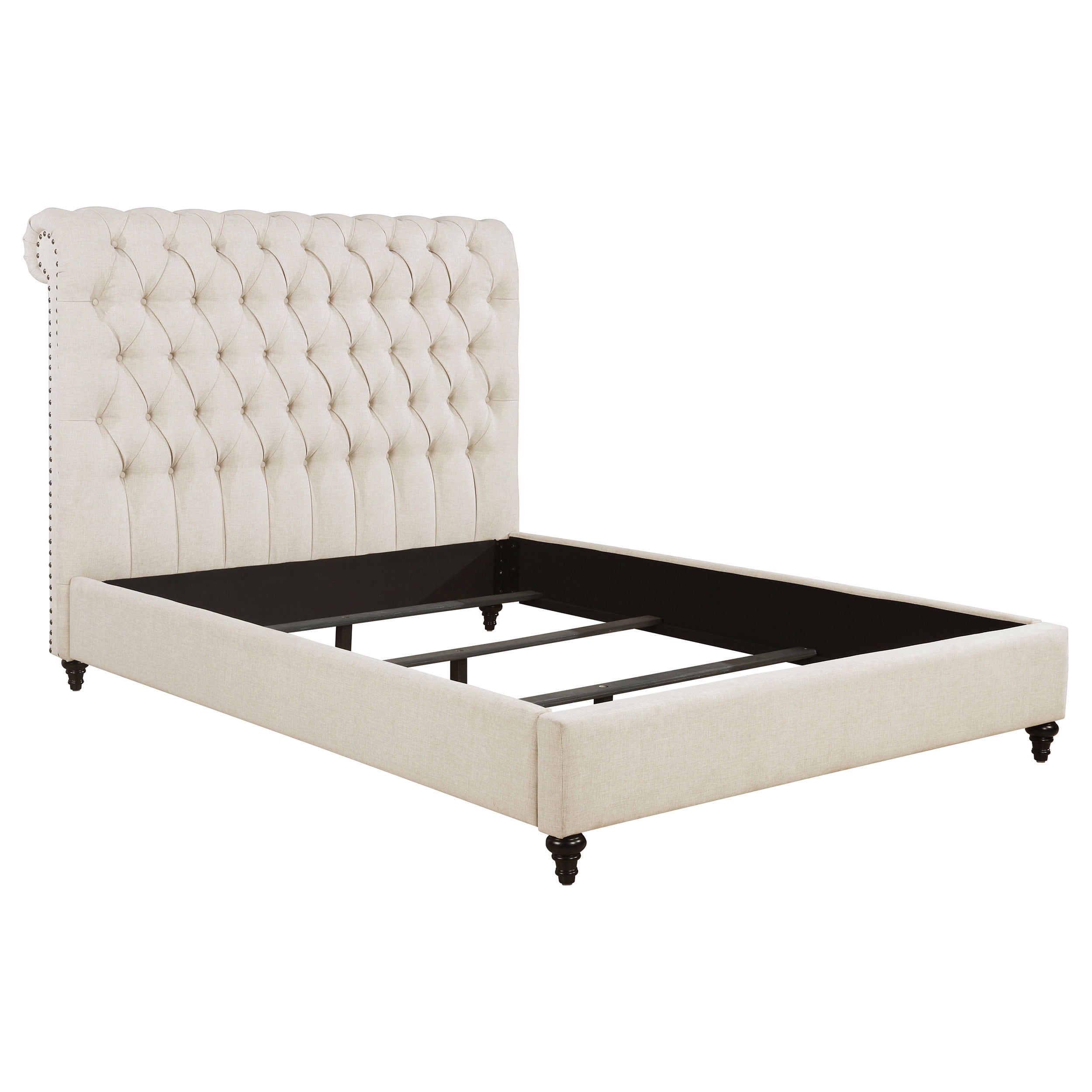 Bed Frame Beige Tufted Upholstered Queen Bed