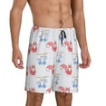 thumbnail image 2 of Kdxio Red Squirrel And Blue Rabbit Print Mens Sleep Shorts Bottoms Soft Comfy Pajama Wear Pants with Drawstring Pockets, 2 of 7