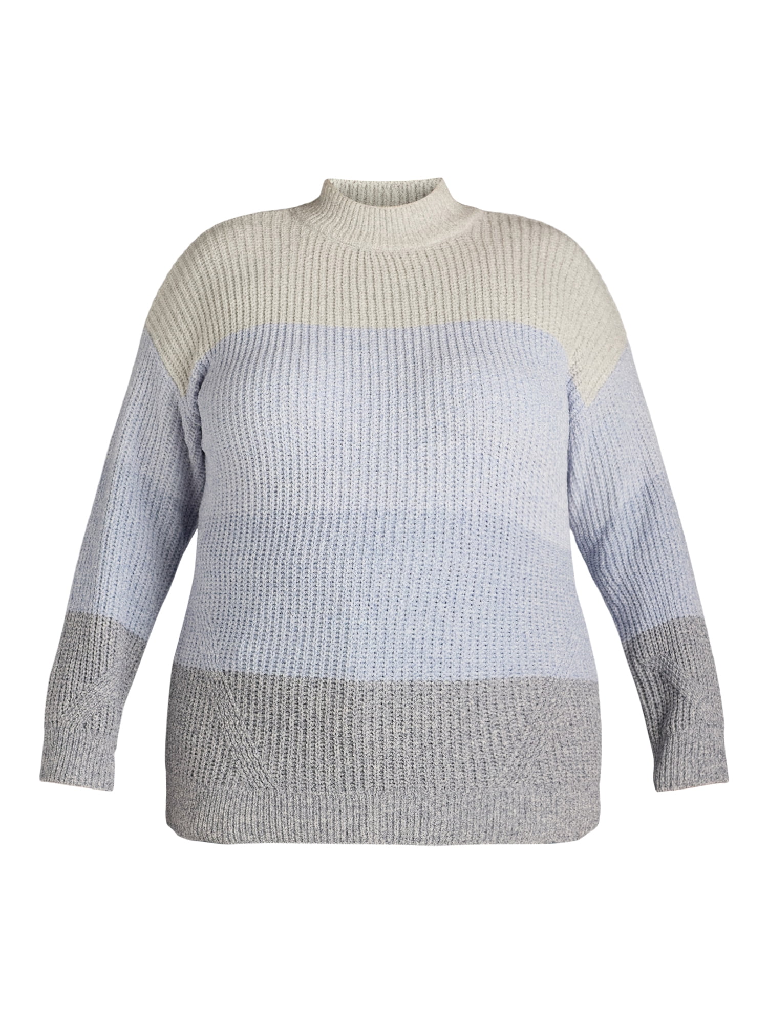 Terra & Sky Women’s Plus Size Mock Neck Chenille Sweater, Sizes 0X-5X