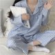 thumbnail image 1 of Pijama de estilo coreano para mujer, a cuadros, bonito cárdigan de primavera y otoño e invierno, con solapa, manga larga, ropa de abrigo, traje para el hogar, 1 of 5