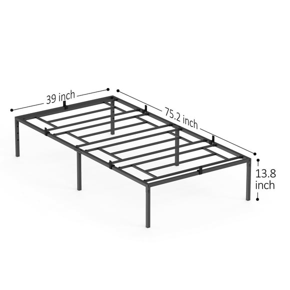 Ourlova Metal Bed Frame Twin Size 14 Inch Platform Bed Frames with Storage Space Heavy Duty Sturdy Mattress Foundation Easy Assembly Noise-Free No Box Spring Needed