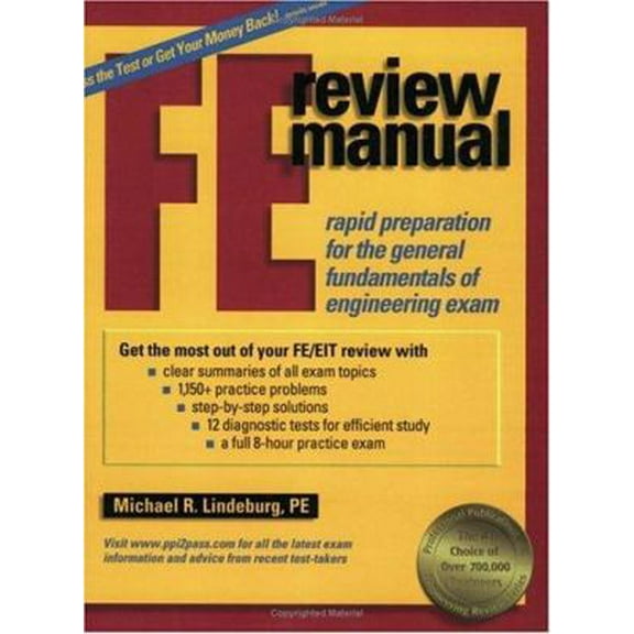 Pre-Owned FE Review Manual: Rapid Preparation for the General Fundamentals of Engineering Exam (Paperback) 1888577533 9781888577532