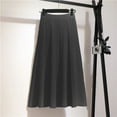 thumbnail image 3 of comerut Women Fall Winter Skirt High Waist Elastic Waist Solid Color Knitted A-line Big Swing Warm Soft Thick Commute Midi Skirt, 3 of 8