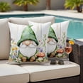 thumbnail image 5 of Spring Green Gnome Pillow Covers 2 Pack Mushroom Flowers Plant Wood Grain Pillowcase Waterproof Outdoor Throw Pillow Cover for Patio Garden Square Cushion 24”x24”, 5 of 9