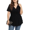 thumbnail image 3 of Daystry Plus Size Tunic Tops For Women Lace V-Neck Empire Waist Women Top Babydoll Blouse Black-2X, 3 of 11