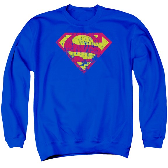 Superman - Classic Logo Distressed - Crewneck Sweatshirt - Large