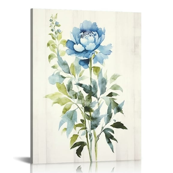 COMIO Flower Painting Canvas Wall Art: Blue Botanical Floral Artwork Wildflower Picture Print for Living Room 16x20 inch