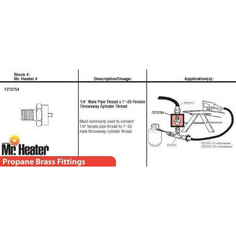 Heater F273754 1/4 Male Pipe Thread x 1
