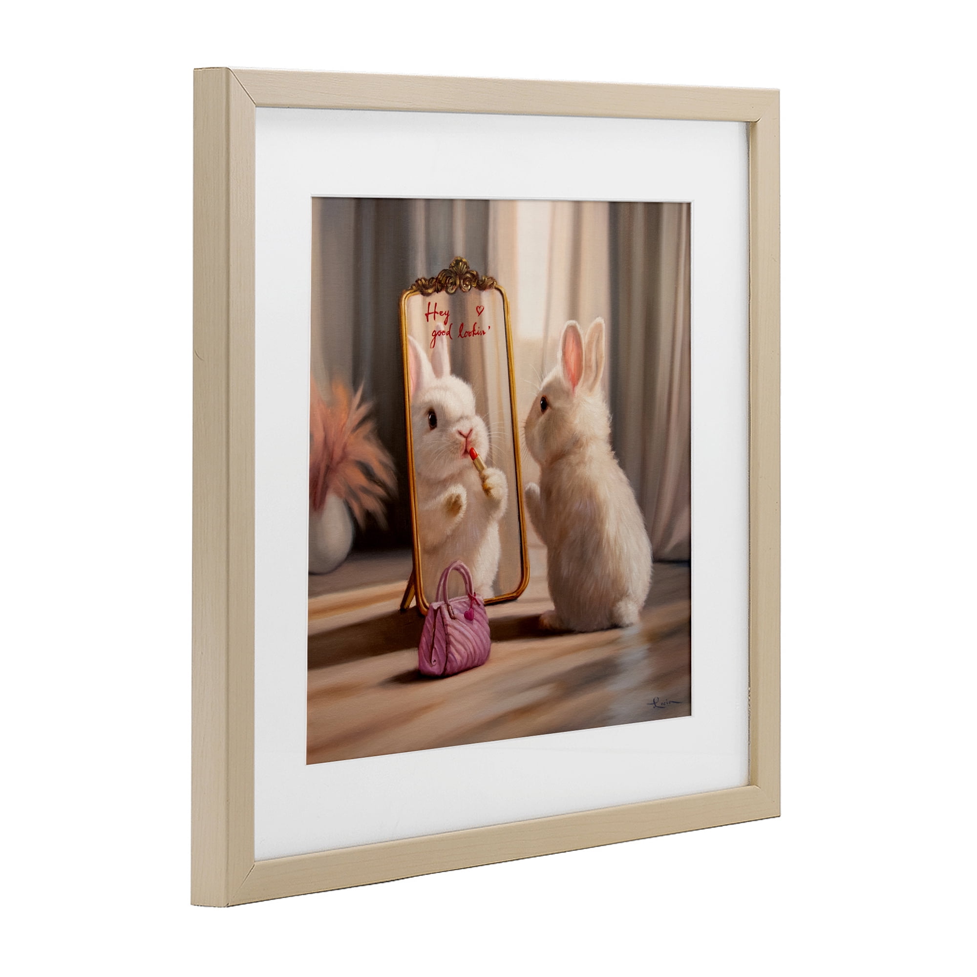 Stupell Industries Final Touch Makeup Bunny Birch Framed Print Under Glass, design by Lucia Heffernan