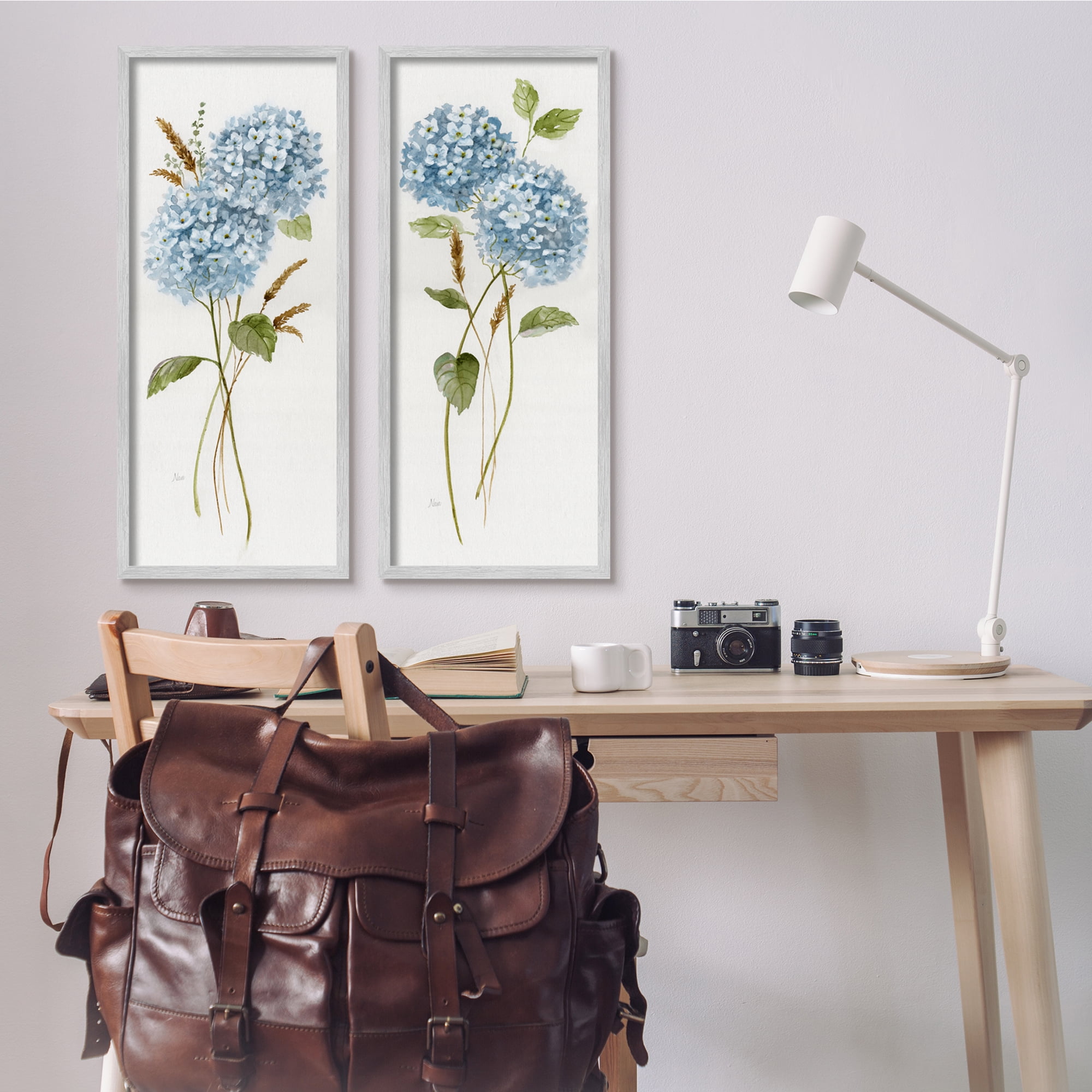 Stupell Industries Blue Hydrangea Long Stems Soft Vintage Florals, 13 x 30,Design by Nan