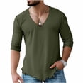 thumbnail image 2 of Muscularfit Vintage T Shirts T Shirt Men Baggy Muscle Cotton Shirts T Shirts 3/4 Sleeve V-Neck Green Classic T-Shirt Mens Shirts Casual,S, 2 of 6