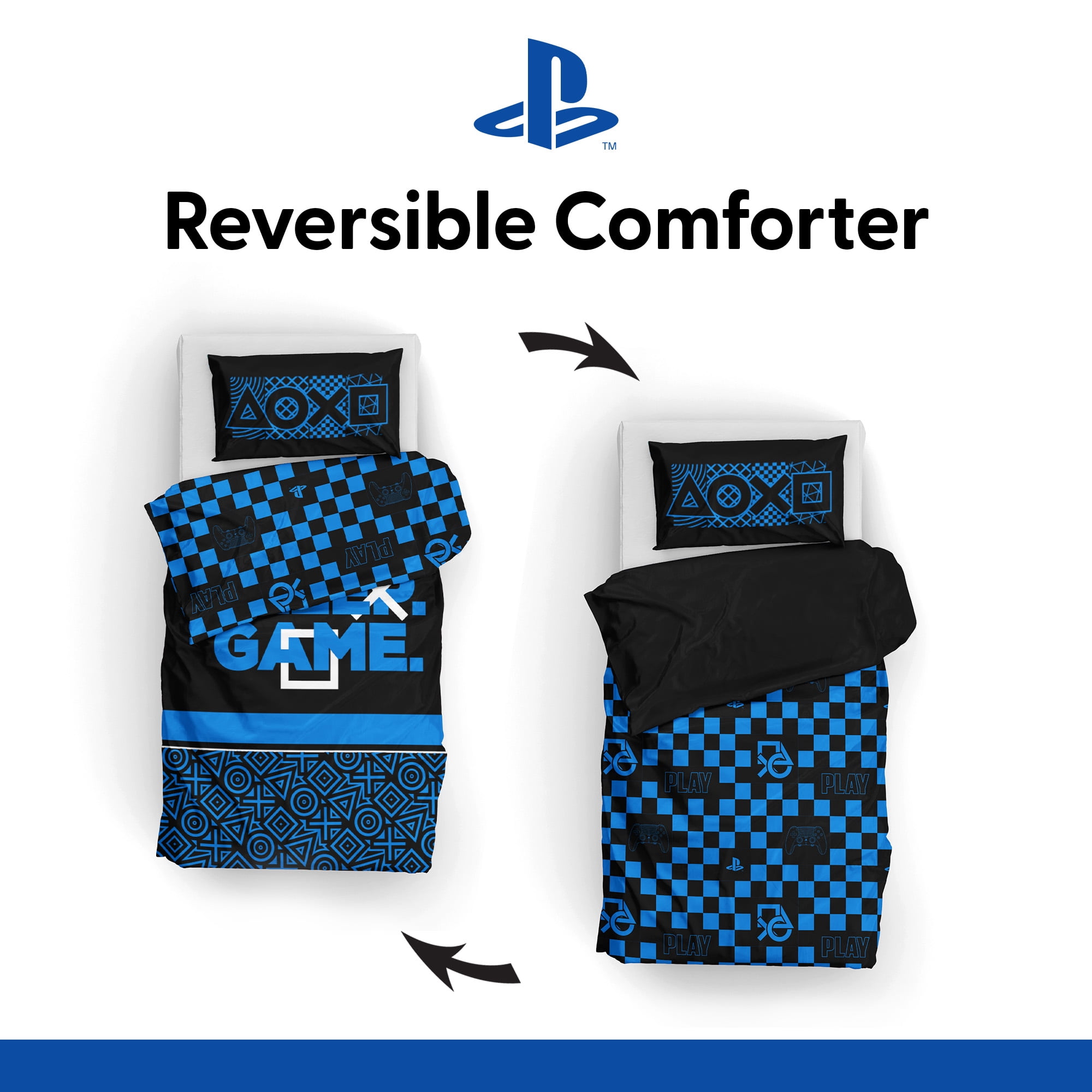 Playstation Game On Player 2 Piece Twin/Full Comforter & Pillowcase Set for Kids