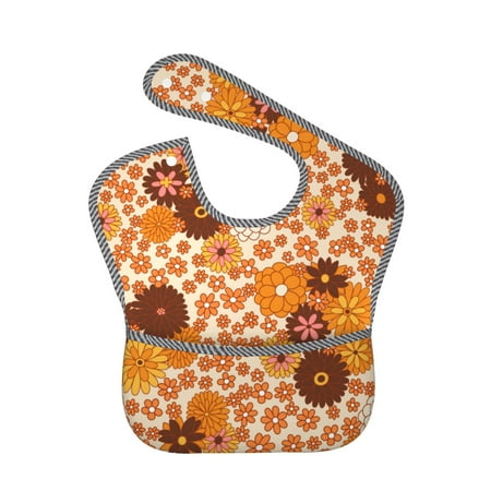 Bingfone Mess-Proof Baby Bib - Waterproof Bib For Baby Boy Or Girl With Food Catcher Pocket, Unisex-Hippie Ditsy Floral