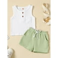 thumbnail image 3 of vera natura Baby Kids Boys Shorts Set, Button Closure Tank Top with Elastic Waist Shorts Summer Outfit, 3 of 9