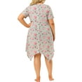 thumbnail image 3 of Unique Bargains Women's Plus Floral Nightgown Pajama Cute Irregular Sleep Dress, 3 of 8